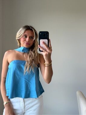 These three choker neck satin top